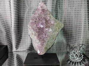 Amethyst Prasiolite Crystal Cluster on Stand