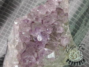 Amethyst Prasiolite Crystal Cluster on Stand