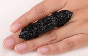 Black Rhinestone Gothic Finger Armor