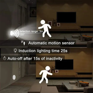 White Led Rechargeable Motion Sensor Puck Lights 3pk