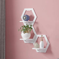 White Hexagon Wall Shelves (3) NEW