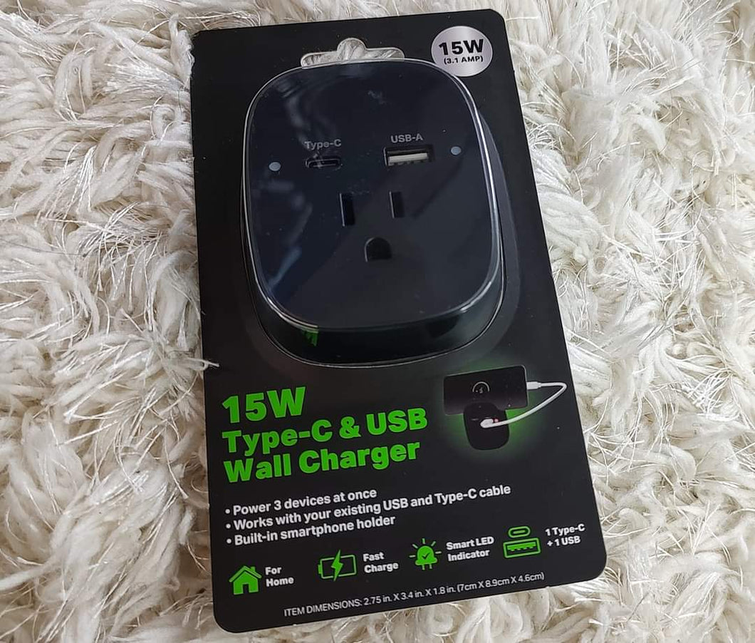 15W Type-C & Usb Wall Charger