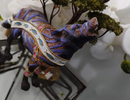 Hand Painted Resin Wolf w/ Artificial Decorative Tree