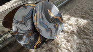 Metallic Gold & Blue Marbling Agate Look Placemats 2pc