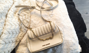 Steve Madden Ivory Faux Leather Shoulder Strap Purse Bag