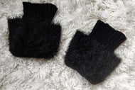 Faux Fur Black Sweater Wrist Cuffs