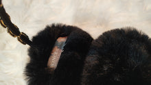 Load image into Gallery viewer, Vince Camuto Black Faux Fur Gold Bling Embellished Ear Muffs
