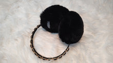 Load image into Gallery viewer, Vince Camuto Black Faux Fur Gold Bling Embellished Ear Muffs
