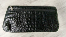 Load image into Gallery viewer, Zenith Black Leather Crocodile Alligator Print Clutch Handbag
