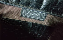 Load image into Gallery viewer, Zenith Black Leather Crocodile Alligator Print Clutch Handbag
