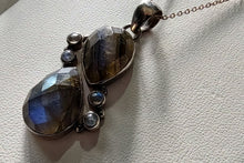 Load image into Gallery viewer, Faceted Labradorite Necklace in Sterling Silver
