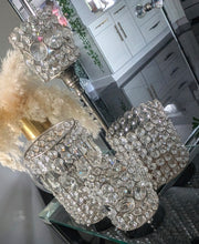 Load image into Gallery viewer, Crystal Candle Holder Set 4pcs (great for Utensils, Makeup, Bath)
