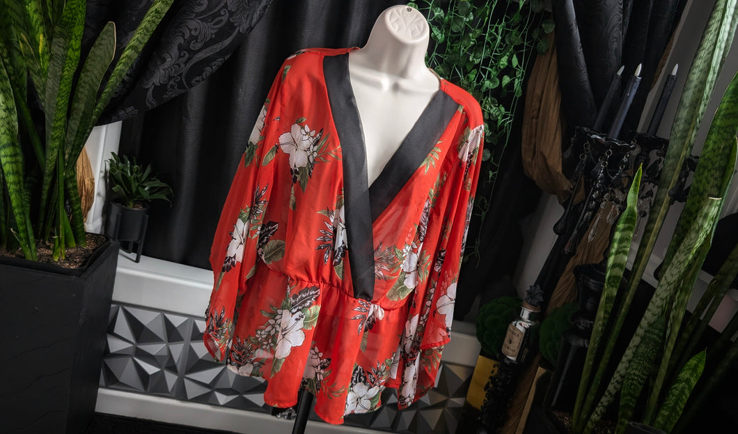 Floral Kimono Sheer Robe Top XXL