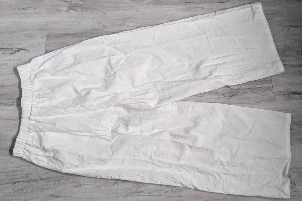 White Boho Linen Wide Leg Pants (Small-no Tags)
