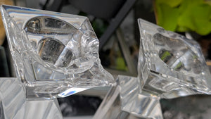 Bohemia Lead Crystal Candle Holders 10" (chipped)