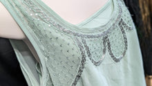 Load image into Gallery viewer, Ricki&#39;s Mint Sheer Boho Beaded Tank Top Blouse XL
