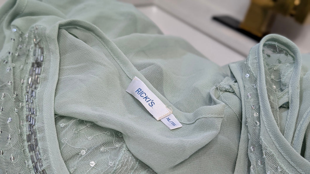 Ricki's Mint Sheer Boho Beaded Tank Top Blouse XL