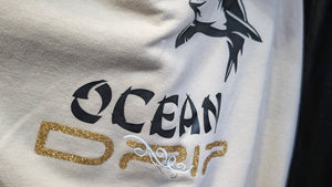 Shark Ocean Drip Vibes Glitter Hoodie LG