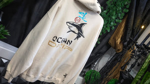Shark Ocean Drip Vibes Glitter Hoodie LG