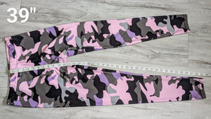 Pink & Grey Camouflage Camo Activewear Leggings LG