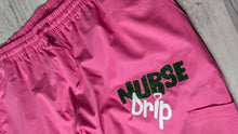 Load image into Gallery viewer, Nurse Drip Glitter Green &amp; Pink Medical Scrub Pants XL
