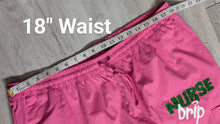Load image into Gallery viewer, Nurse Drip Glitter Green &amp; Pink Medical Scrub Pants XL
