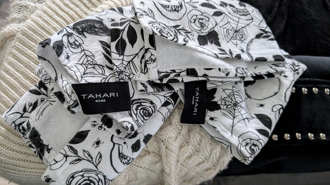 Tahari Rose & Skull Face Cloth or Dish Towel