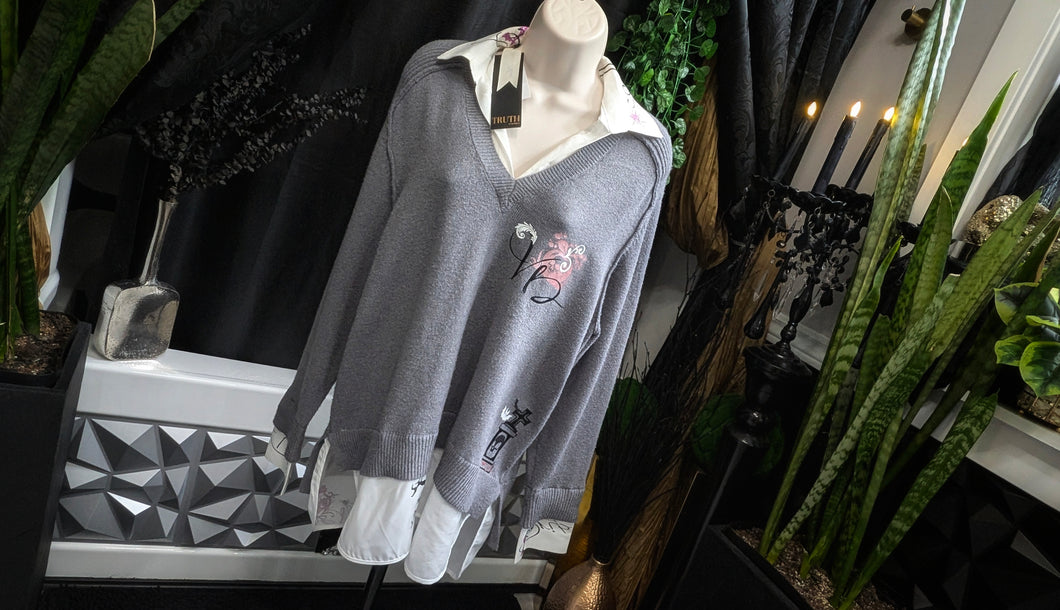 TRUTH by Republic Gothic Collegiate Linen Sweater XL