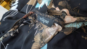 Eclipse Black Floral Sheer Cover Up Shawl MD-XL