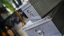 Load image into Gallery viewer, Silver Alligator Crocodile Print Storage Boxes x2

