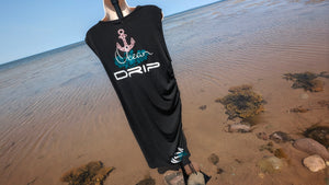 Ocean Drip Black Anchor & Orchid Rouched Dress XXXL