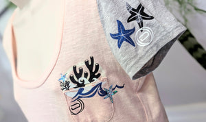 Ocean Drip Octopus Glitter Tee Shirt Top SM