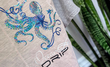 Load image into Gallery viewer, Ocean Drip Octopus Glitter Tee Shirt Top SM
