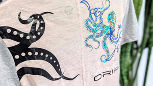 Ocean Drip Octopus Glitter Tee Shirt Top SM