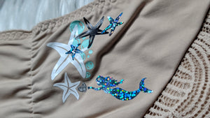 Ocean Drip Hibiscus & Starfish Panties XL NEW