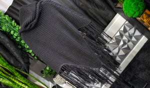 Killstar Black Sweater Knit Oversize Hood Cape Shawl O/S