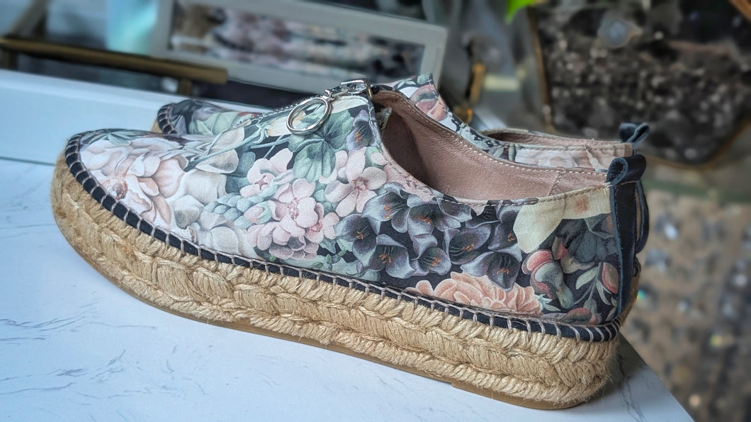 Ateliers Floral Rope Espadrilles Jute Sole Shoes sz38(7)