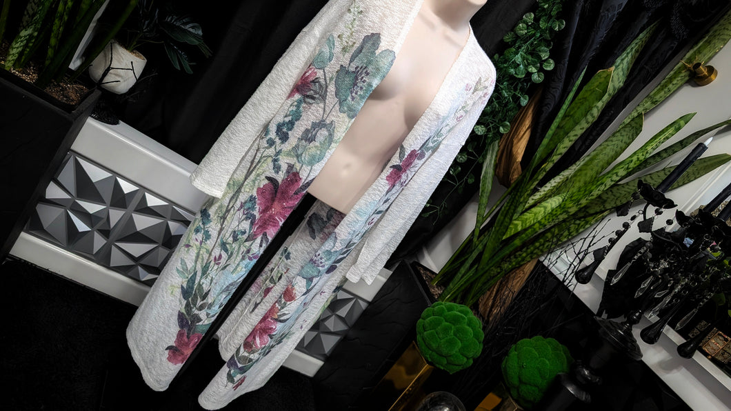 Eclipse Sheer Mesh Floral Cottagecore Cardigan LG