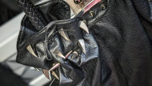Load image into Gallery viewer, Vintage Leather Spiked Ruffle Ball Clasp Hobo Purse Bag
