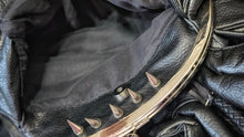 Load image into Gallery viewer, Vintage Leather Spiked Ruffle Ball Clasp Hobo Purse Bag
