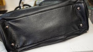 Vintage Leather Spiked Ruffle Ball Clasp Hobo Purse Bag