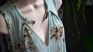 Free People Blue Floral Tunic Tank Top SM-MD