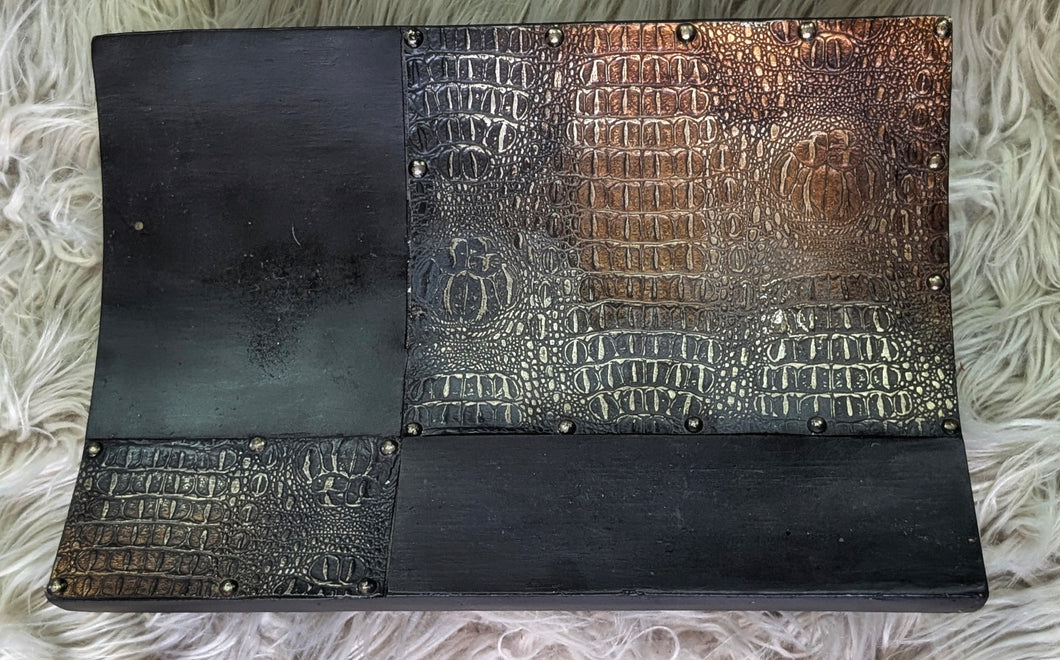 Crocodile Print Wood Table Tray