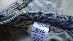 Silver 925 Women's Suki Mid Baby Boot Denim Acid Wash Jeans 36/33