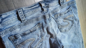 Silver 925 Women's Suki Mid Baby Boot Denim Acid Wash Jeans 36/33