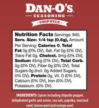 Load image into Gallery viewer, Dan-O&#39;s Chipotle Low Sodium 20oz BBQ Grill Seasoning NEW
