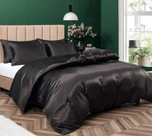Load image into Gallery viewer, Black Satin Twin Duvet COVER Only
