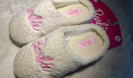 White & Pink Sherpa Barbie Slippers Small NWT