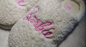 White & Pink Sherpa Barbie Slippers Small NWT