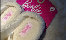 Load image into Gallery viewer, White &amp; Pink Sherpa Barbie Slippers Small NWT
